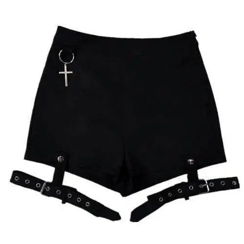 Summer Punk Rock Women's Shorts Cross Ring Hanging-7