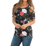 Cold Shoulder Floral Women's Casual Top-Photo Color-6