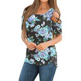 Cold Shoulder Floral Women's Casual Top-Photo Color-7