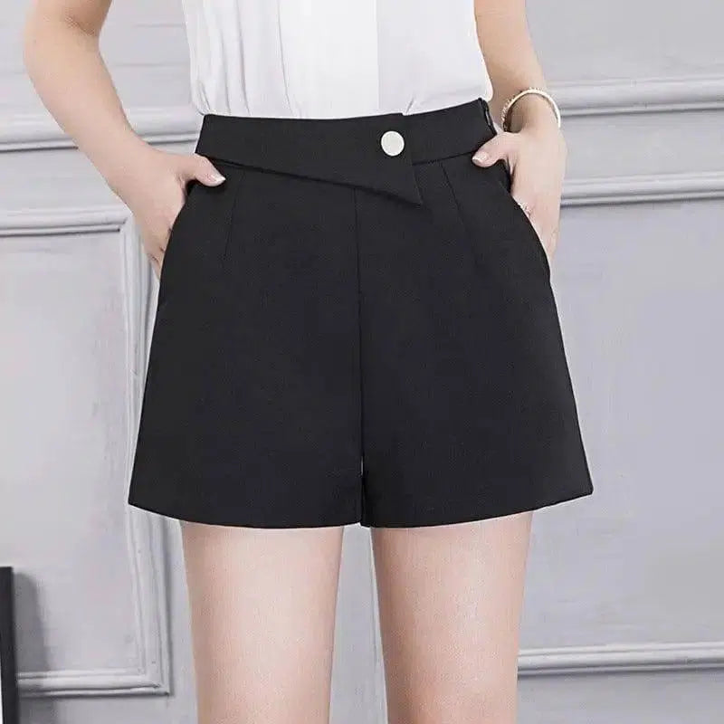 Summer Wide Thigh Shorts-Black-15