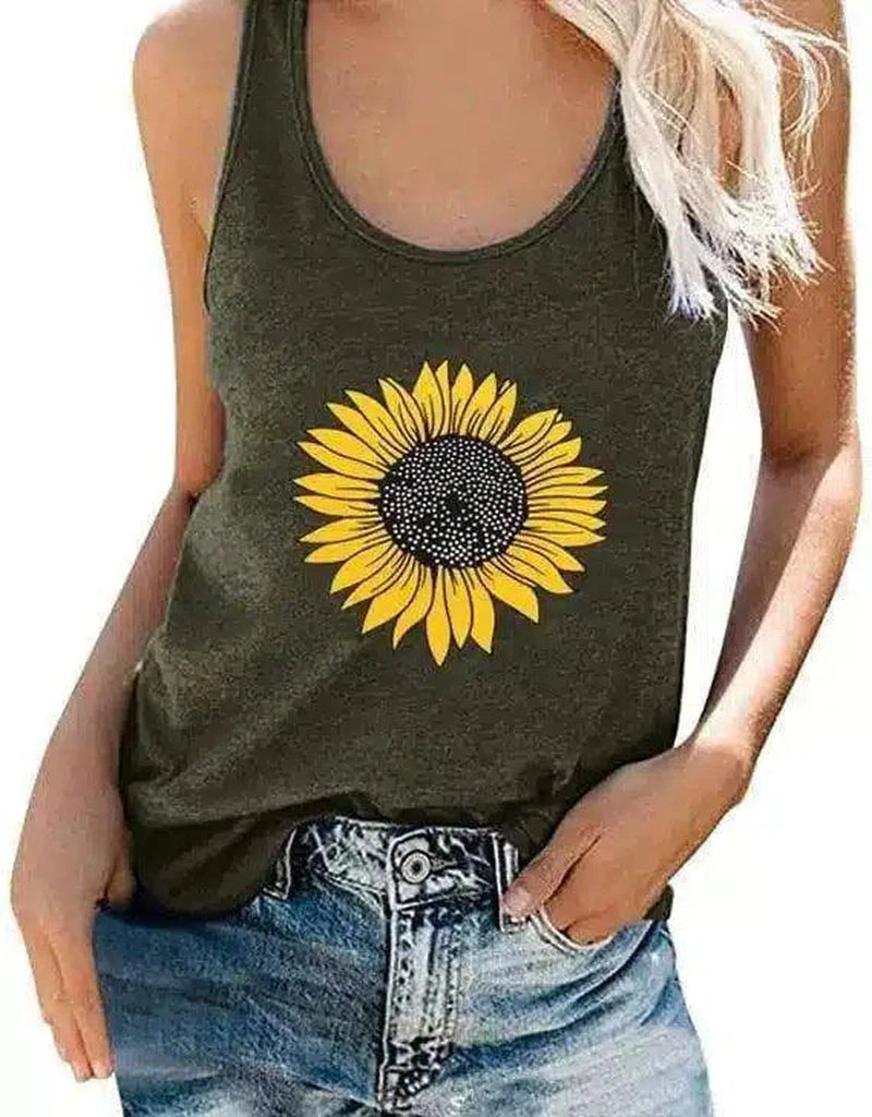 LOVEMI - Lovemi - Sunflower print sleeveless T-shirt