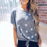 Women's Off-Shoulder Star Print Top-Grey-2