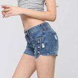 The Summer Hot Korean Patchwork Denim Shorts Pocket Jeans-Darkblue-9