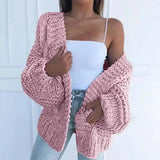 Chic Chunky Womens Cardigan for All Seasons-Pink-5