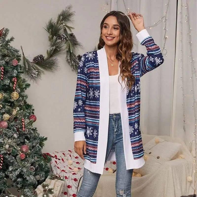 LOVEMI - Lovemi - Tie-dye Christmas Leopard Print Knitted Cardigan