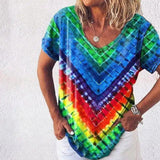 LOVEMI - Lovemi - Tie-dye Gradient Loose Plus Size Ladies Rainbow