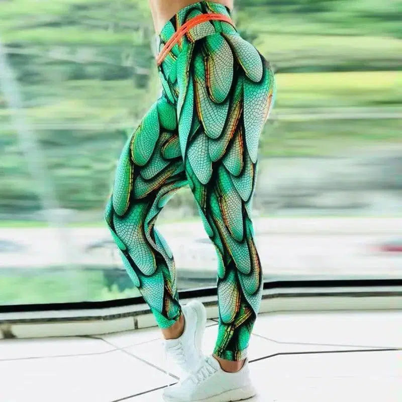 Tight yoga leggings-Green-2