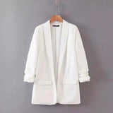 Women's Casual Blazer with Pockets-White-3