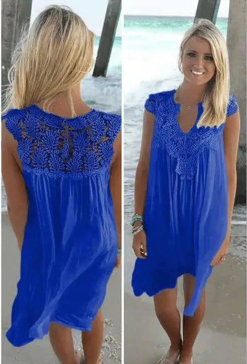 Upgrade Your Look with Our Chiffon Sleeve Dress -Blue-87