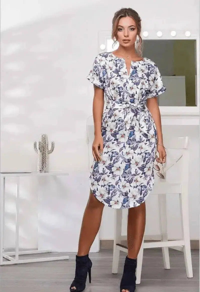 LOVEMI - Lovemi - V-Neck Printed Dress