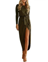 Lovemi -  Versatile Wrap Midi Dress in Assorted Colors Midi Dresses LOVEMI  ArmyGreenlong 2XL 