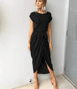 Lovemi -  Versatile Wrap Midi Dress in Assorted Colors Midi Dresses LOVEMI  Black 2XL 