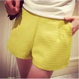 Wide Thigh High Waist Shorts-Yellow-35