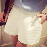 Wide Thigh High Waist Shorts-White-38