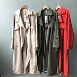 Classic Long Trench Coats for Women-Red-3