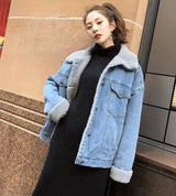 LOVEMI - Lovemi - Winter new Korean women's jacket thick loose denim