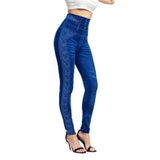 Women's imitation denim leggings-Blue-3