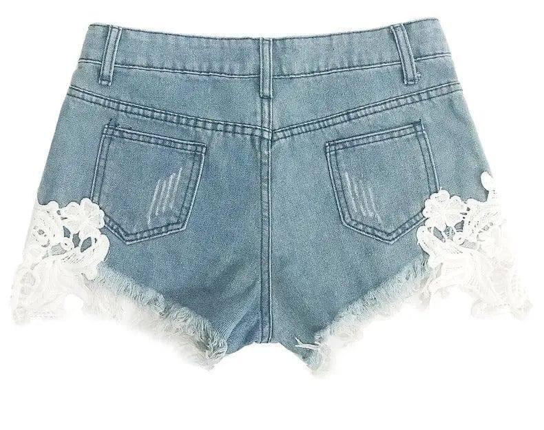 Women's jeans denim shorts hot pants-13