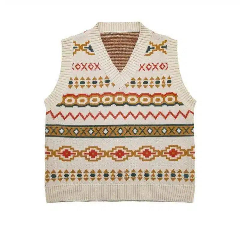 LOVEMI - Lovemi - Women's Knitted Vest Short Loose Sleeveless V-neck