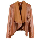 LOVEMI - Lovemi - Women's Lapel PU Leather Jacket with Side Zipper