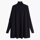 Women's Turtleneck Sweater Long Sleeve-8092 black-4