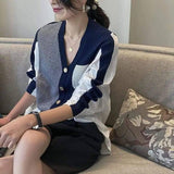 LOVEMI - Lovemi - Women's V-neck Loose Shirt Fashion Knit Cardigan