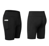 Women's Yoga Shorts Side Pockets Fitness Running Elastic-Black-12