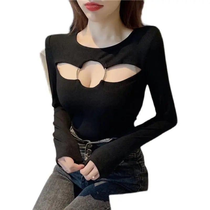 LOVEMI Ltop Black / One size Lovemi -  New Hong Kong-style Retro Women's Slim Sexy Bottoming Shirt