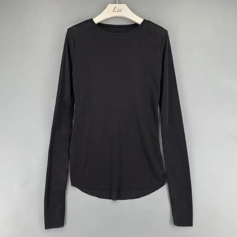 LOVEMI Ltop Black / One size Lovemi -  Sexy See-through Thin Solid Color Long-sleeved T-shirt