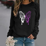 LOVEMI  Ltop Black / XS Lovemi -  Fashion Colorized Butterfly Round Neck Sweater Printed Sports Top