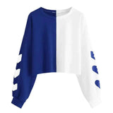 LOVEMI Ltop Blue / S Lovemi -  Women's Heart Print Long Sleeve Sweatshirt Elegant O-Neck