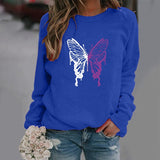 LOVEMI  Ltop Blue / XS Lovemi -  Fashion Colorized Butterfly Round Neck Sweater Printed Sports Top