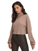LOVEMI  Ltop Lovemi -  High Collar Long Sleeve Knitted Solid Loose Sweater For Women
