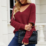 LOVEMI  Ltop Lovemi -  Sleeve Zipper Solid Color And V-neck Halter Sweater For Women
