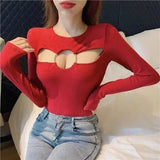 LOVEMI Ltop Red / One size Lovemi -  New Hong Kong-style Retro Women's Slim Sexy Bottoming Shirt