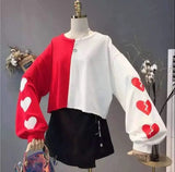 LOVEMI Ltop Red / S Lovemi -  Women's Heart Print Long Sleeve Sweatshirt Elegant O-Neck