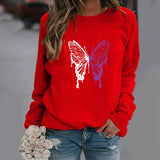 LOVEMI  Ltop Red / XS Lovemi -  Fashion Colorized Butterfly Round Neck Sweater Printed Sports Top