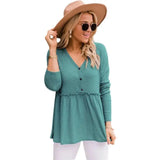 LOVEMI Ltop Turquoise / S Lovemi -  Independent Station Hot Sale Waffle Stitching Long-sleeved