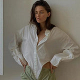 LOVEMI Ltop White / S Lovemi -  Irregular White Shirt Loose Long Sleeve Top