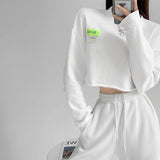 LOVEMI Ltop White / S Lovemi -  Loose Long-sleeved Sweater Women's Short Crop Top