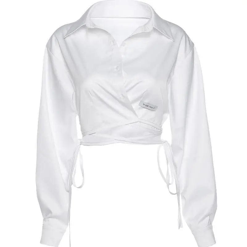 LOVEMI Ltop White / S Lovemi -  POLO Collar Short Strap Design Falling Shoulder Bat Sleeves