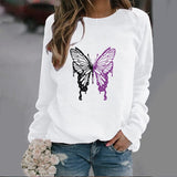 LOVEMI  Ltop White / XS Lovemi -  Fashion Colorized Butterfly Round Neck Sweater Printed Sports Top