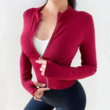 LOVEMI Ltop Wine Red / S Lovemi -  Tight-fitting and quick-drying sports zipper jacket