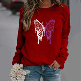LOVEMI  Ltop Wine Red / XS Lovemi -  Fashion Colorized Butterfly Round Neck Sweater Printed Sports Top