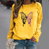 LOVEMI  Ltop Yellow / XS Lovemi -  Fashion Colorized Butterfly Round Neck Sweater Printed Sports Top