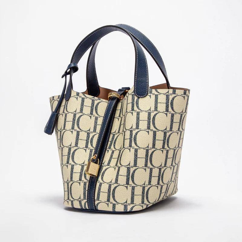 Luxury Brand Fashion Women's Handbag PVC Jacquard Texture-Blue-8