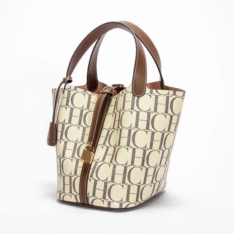 Luxury Brand Fashion Women's Handbag PVC Jacquard Texture-Brown-9
