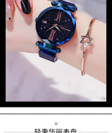 Luxury Women Watches Ladies Clock Magnet Buckle Starry Diamond Geometric Surface Quartz Wristwatch-10