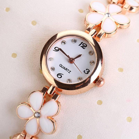 Lvpai Luxury Casual Fashion Bracelet Watch Flower Strap-White-6