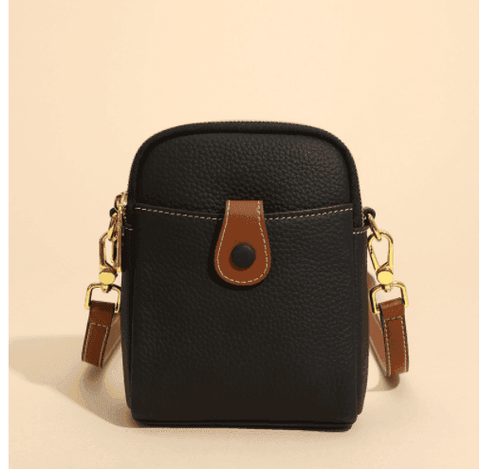 Lychee Pattern Mobile Phone Bag Small High Quality Leather-Black-9
